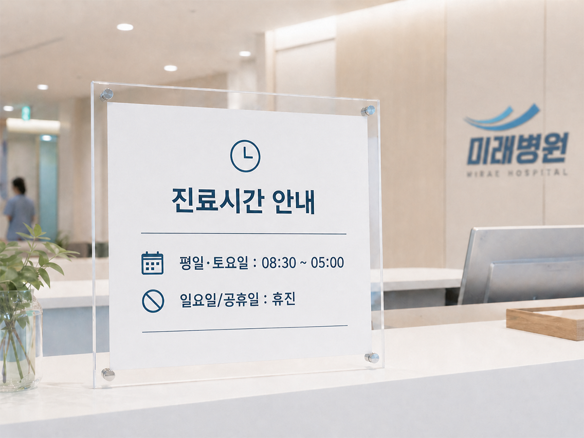 미래병원 진료시간 안내